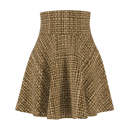 Khaki Skirt, Brown Color Gift, Women's Skater Skirt (AOP)