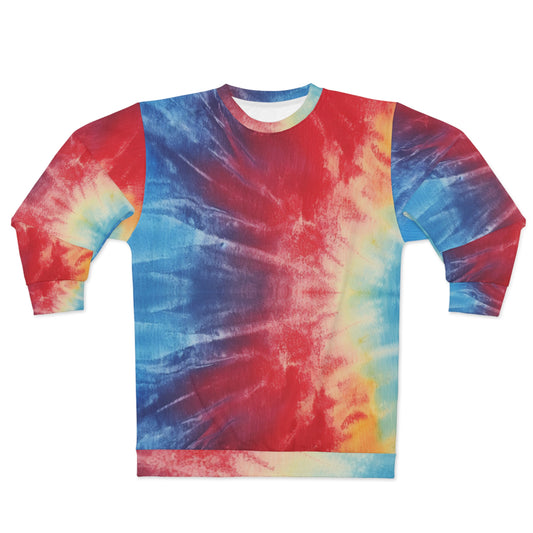 Rainbow Tie-Dye Denim: Vibrant Multi-Color, Fabric Design Spectacle - Unisex Sweatshirt (AOP)