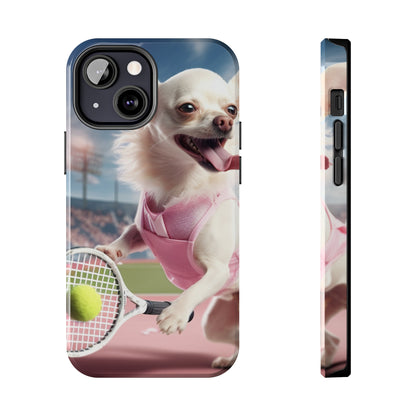 Chihuahua Tennis Ace: Dog Pink Outfit, Court Atheletic Sport Game - Tough Phone Cases