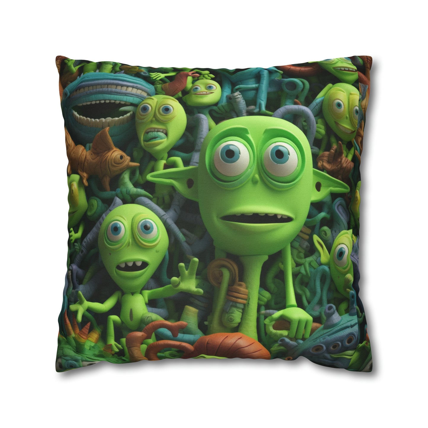 Toy Alien Story Space Character Galactic UFO Anime Cartoon - Spun Polyester Square Pillow Case