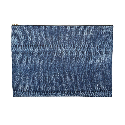 Indigo blue jean Denim Design Pattern Style - Accessory Pouch