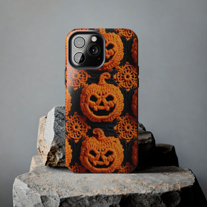 Halloween Crochet Pumpkin Scary Horror Festive Holiday Pattern - Tough Phone Cases