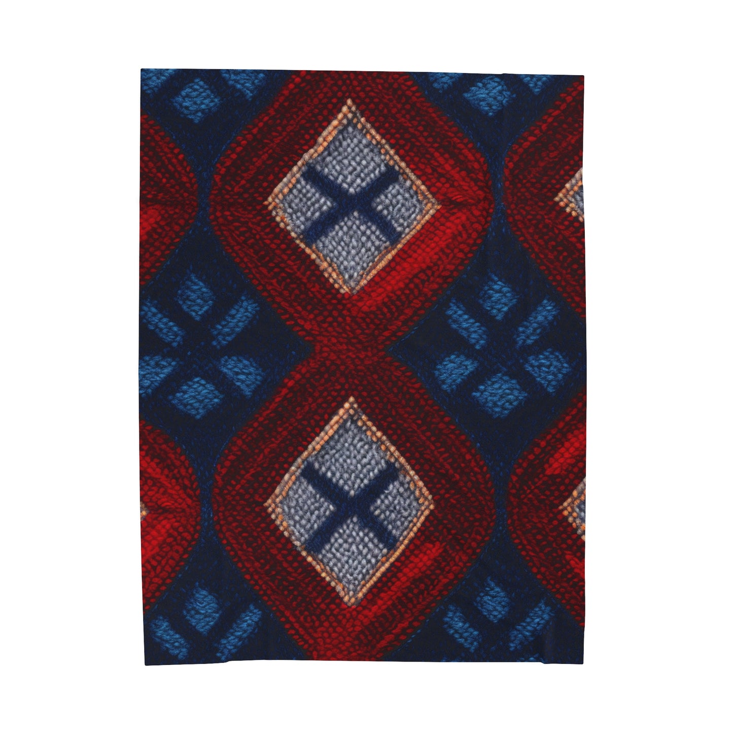 Moquette Majesty: Red & Blue Woolen Wonders - Velveteen Plush Blanket