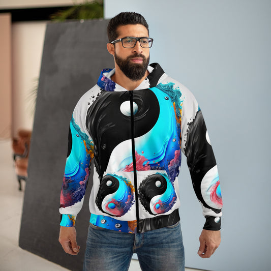 Yin Yang Symbol, Colorful Paint Style - Artistic Decor - Unisex Zip Hoodie (AOP)