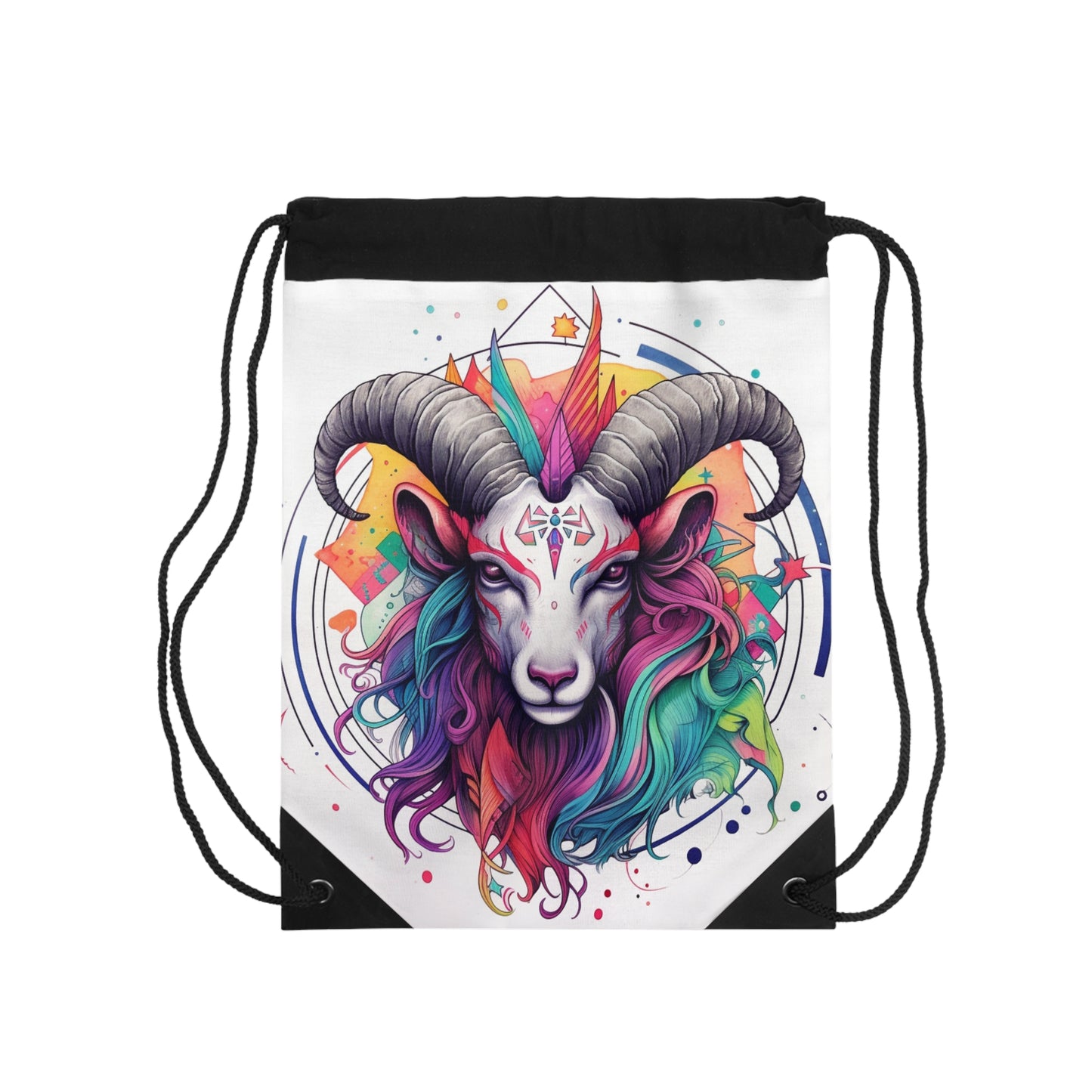 Chill Capricorn Style - Fine Line Multicolor Astrology Design - Drawstring Bag