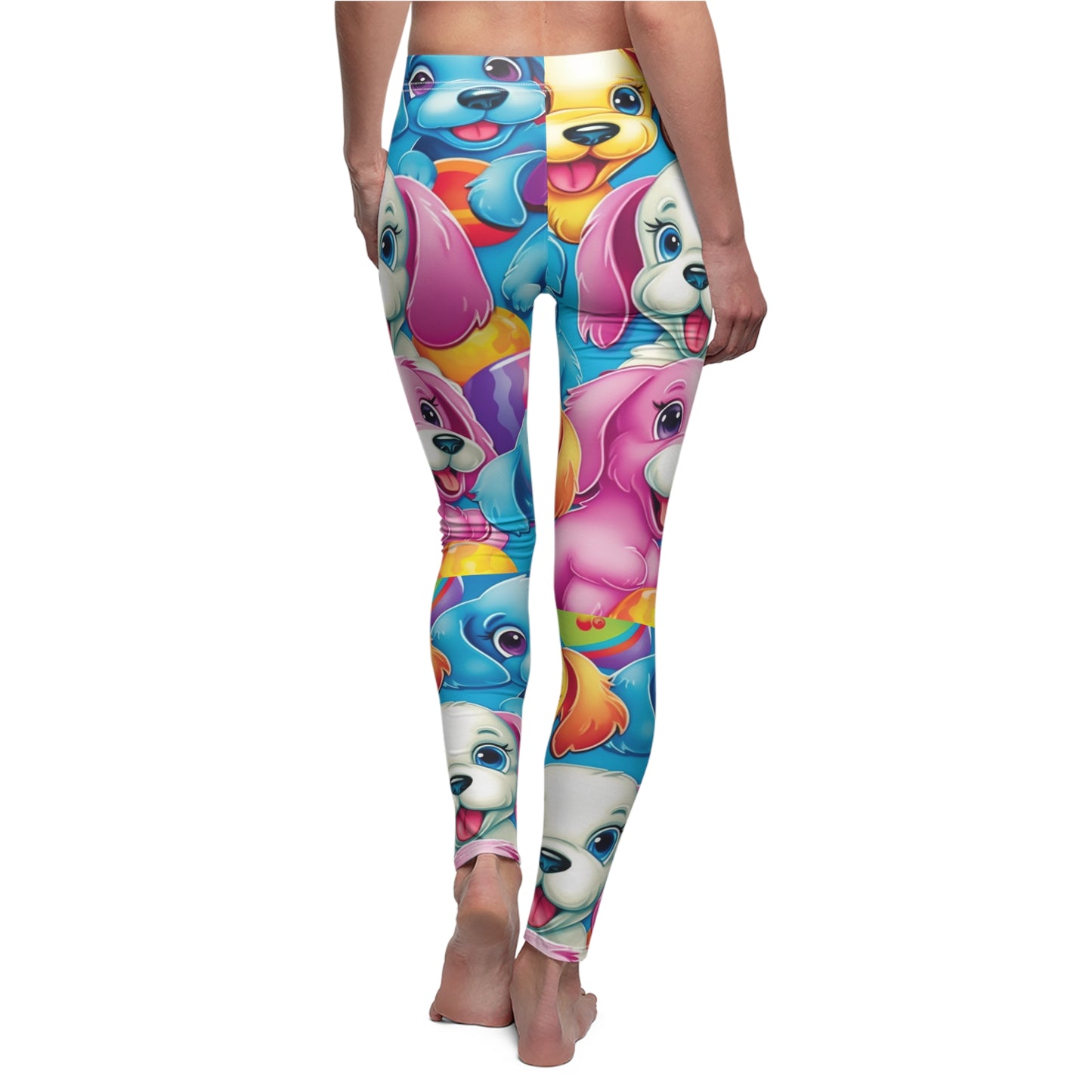 Happy Puppy & Dog Design - Vivid and Eye-Catching - Women's Cut & Sew Casual Leggings (AOP)