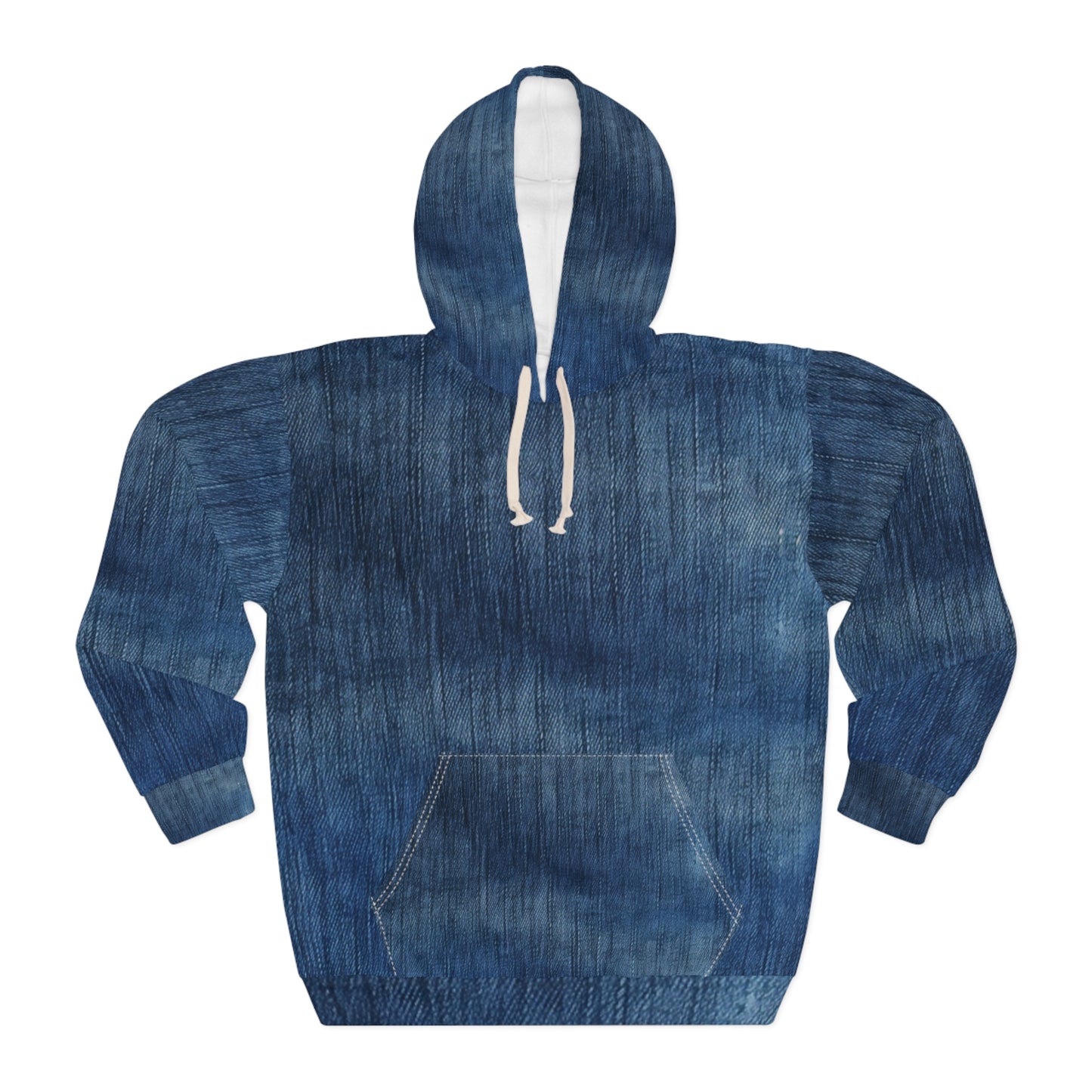 Indigo Splash: Washed Denim Reverie in Deep Blue - Unisex Pullover Hoodie (AOP)