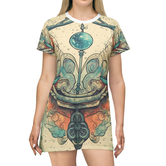 Libra Zodiac - Astrology Sign Street Art Equilibrium in Pastels - T-Shirt Dress (AOP)