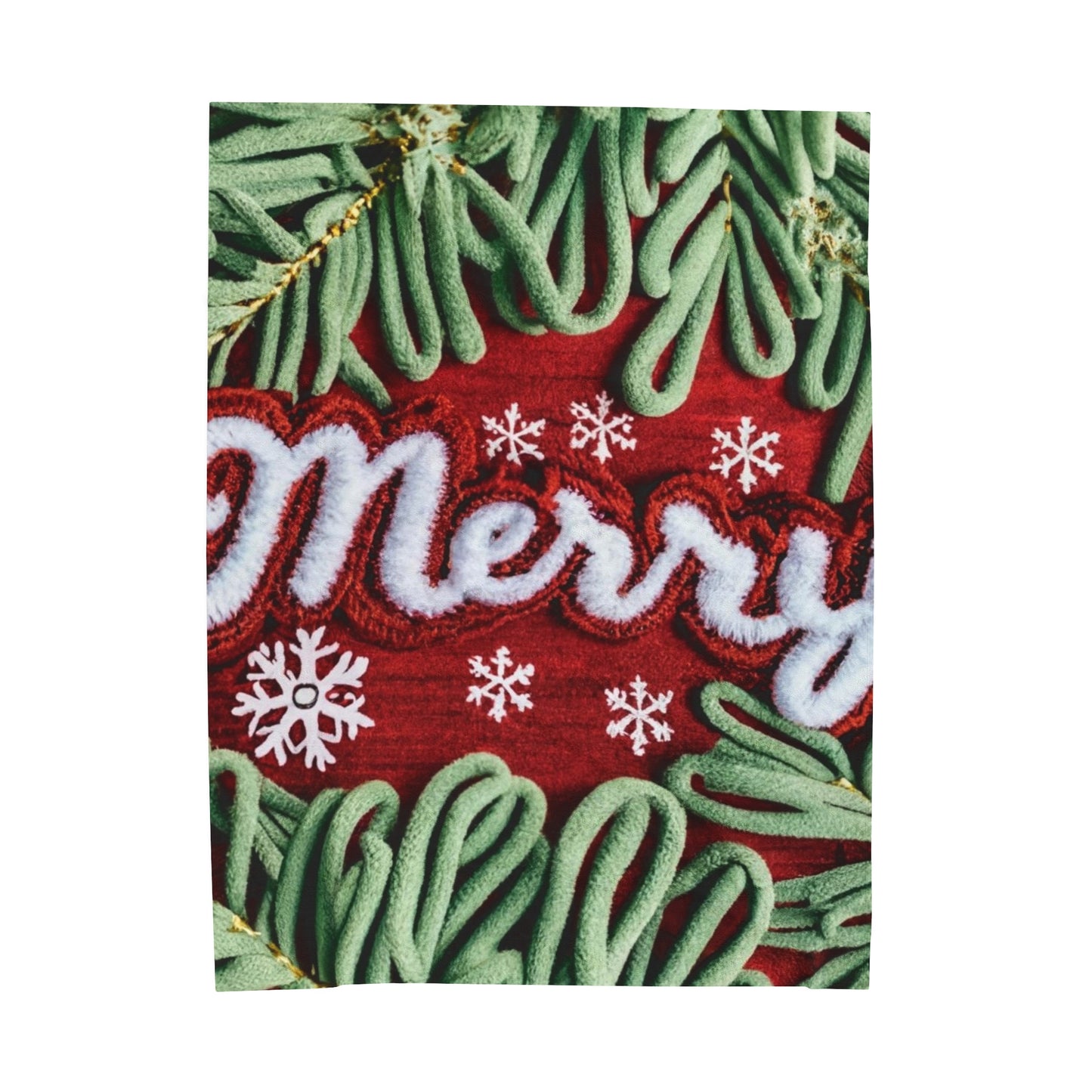 Chenille Patch Festive Design, Holiday Motif, Merry Christmas Theme, Trendy Winter Style - Velveteen Plush Blanket