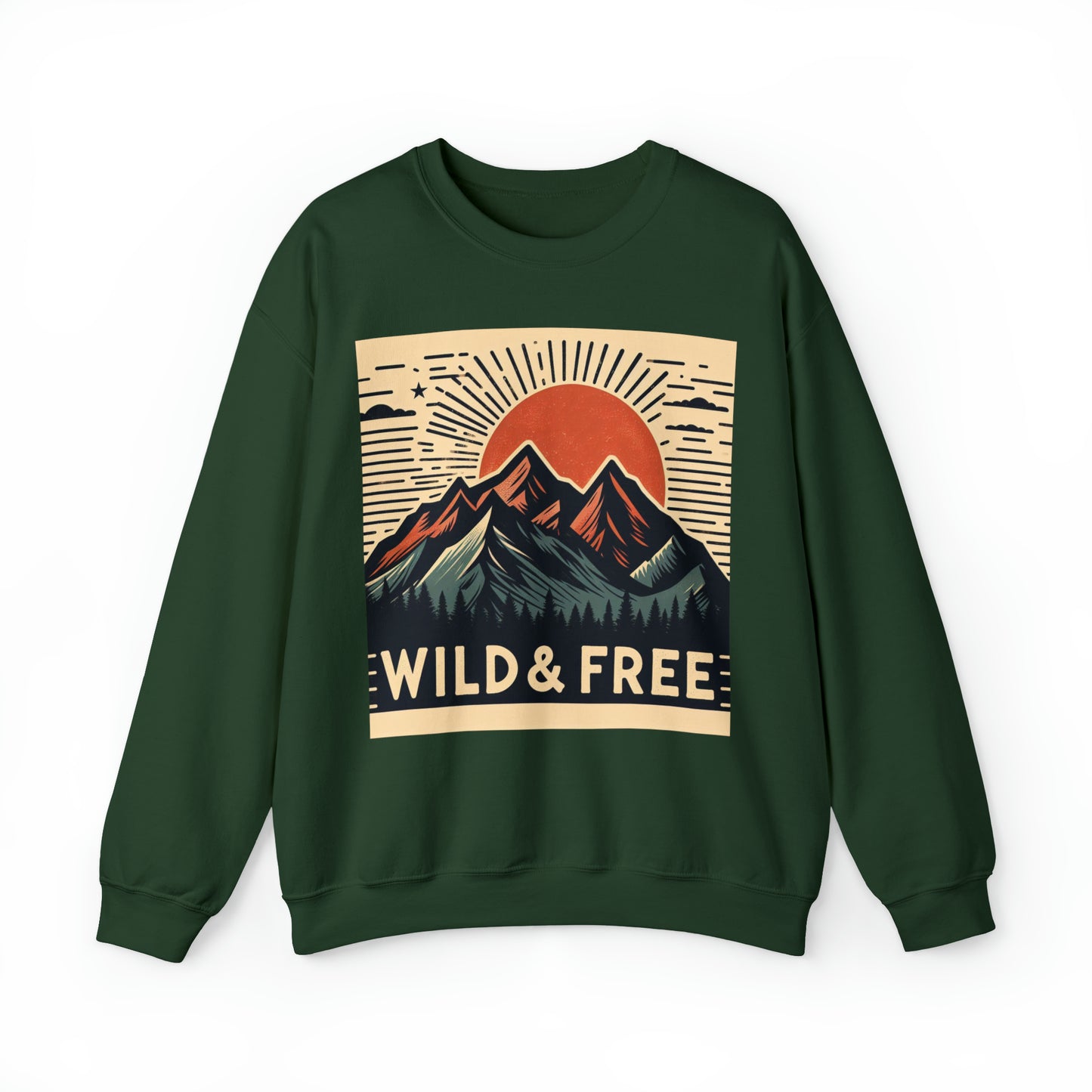 Wild and Free - Trendy Hiking and Camping - Unisex Heavy Blend™ Crewneck Sweatshirt