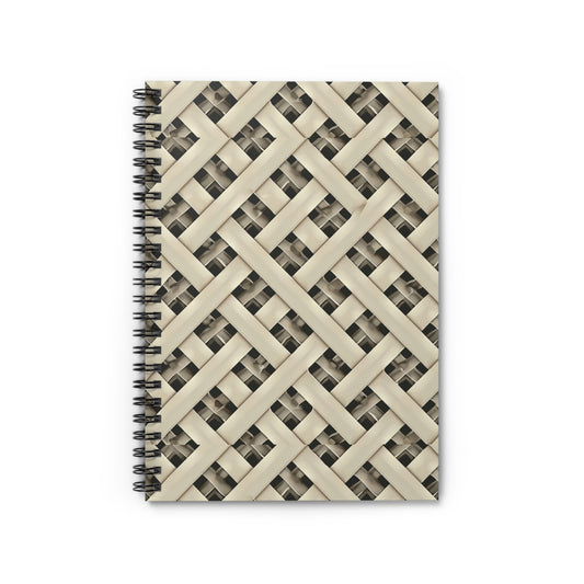 Vintage Weave Neutral Lined Journal - Spiral Notebook - Ruled Line
