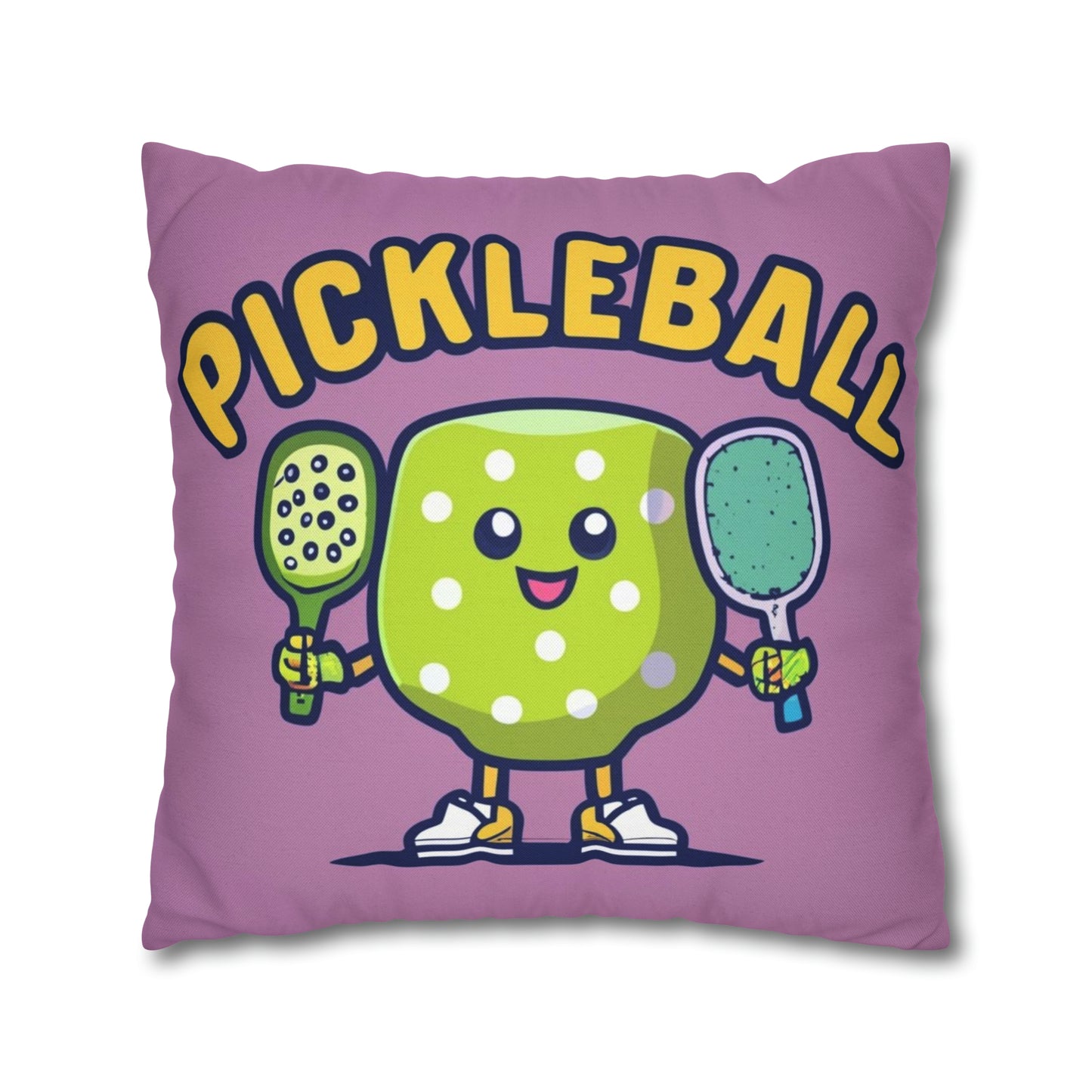 Pickleball Anime kawaii - Gráfico de dibujos animados - Personaje deportivo - Funda de almohada cuadrada de poliéster hilado 