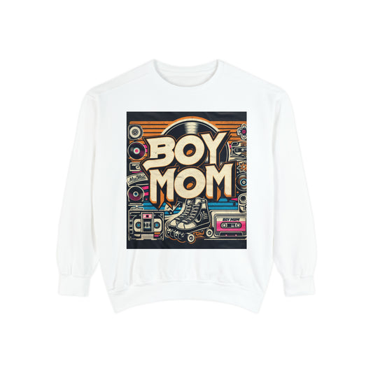 Boymom Design Shirt, Retro Oldies Classic, Gift for Boy Mom, Unisex Garment-Dyed Sweatshirt