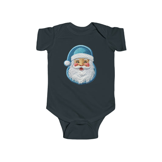 Christmas Santa Chenille - Embroidered Festive - Holiday Patch Design - Infant Fine Jersey Bodysuit