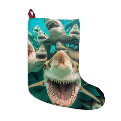 Laughing Lemon Sharks: Joyful Sea Jaws Ocean Deep - Christmas Stockings