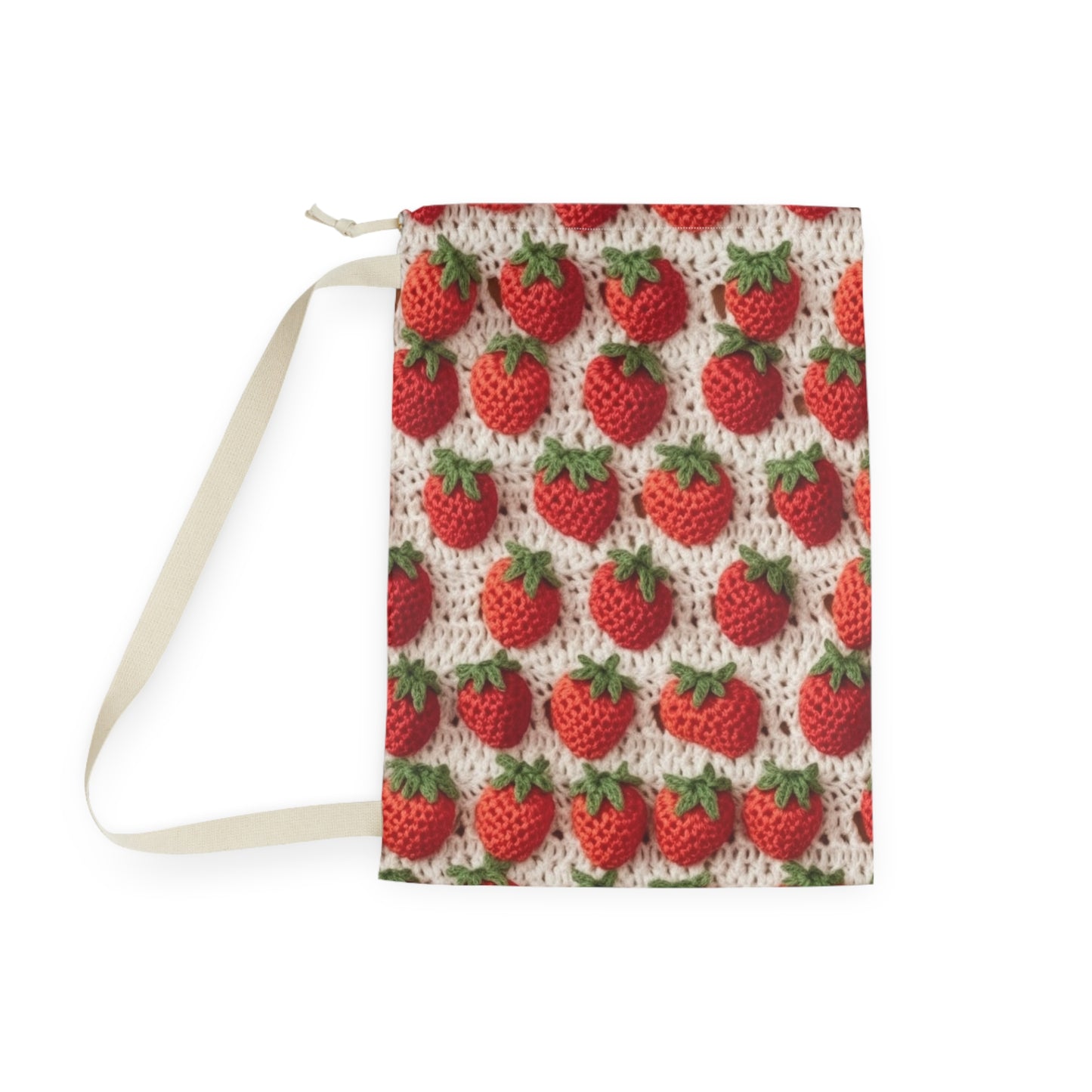 Strawberry Traditional Japanese, Crochet Craft, Fruit Design, Red Berry Pattern - Laundry Bag