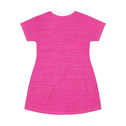 Hot Neon Pink Doll Like: Denim-Inspired, Bold & Bright Fabric - T-Shirt Dress (AOP)