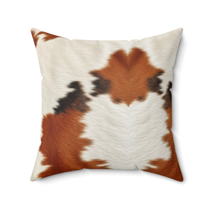 Hair Cowhide Leather Natural Design Tough Durable Rugged Style - Spun Polyester Square Pillow