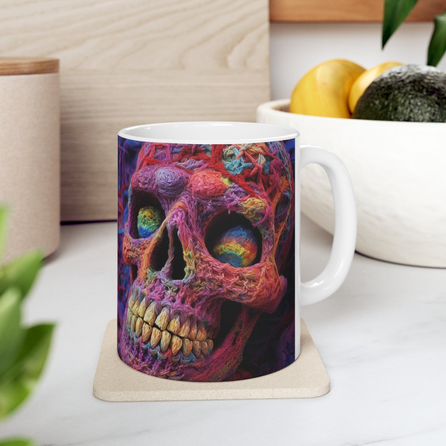 Crochet Skeleton Skull Halloween -Ceramic Mug 11oz