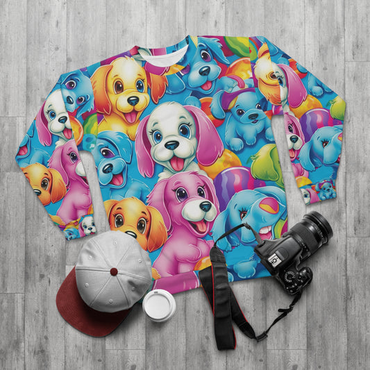 Happy Puppy & Dog Design - Vivid and Eye-Catching - Unisex Sweatshirt (AOP)