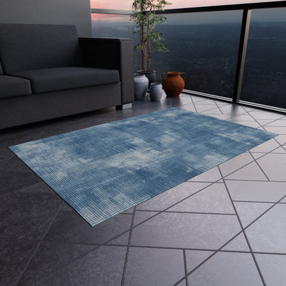 Faded Blue Washed-Out: Denim-Inspired, Style Fabric - Outdoor Rug