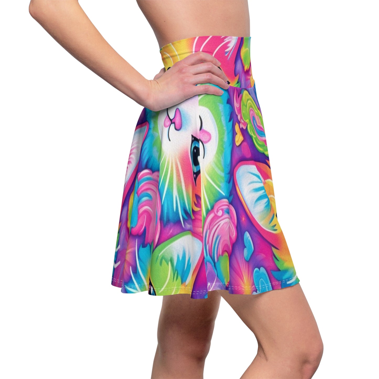 Happy Kitten & Cat Design - Vivid, Colorful & Eye-Catching - Women's Skater Skirt (AOP)