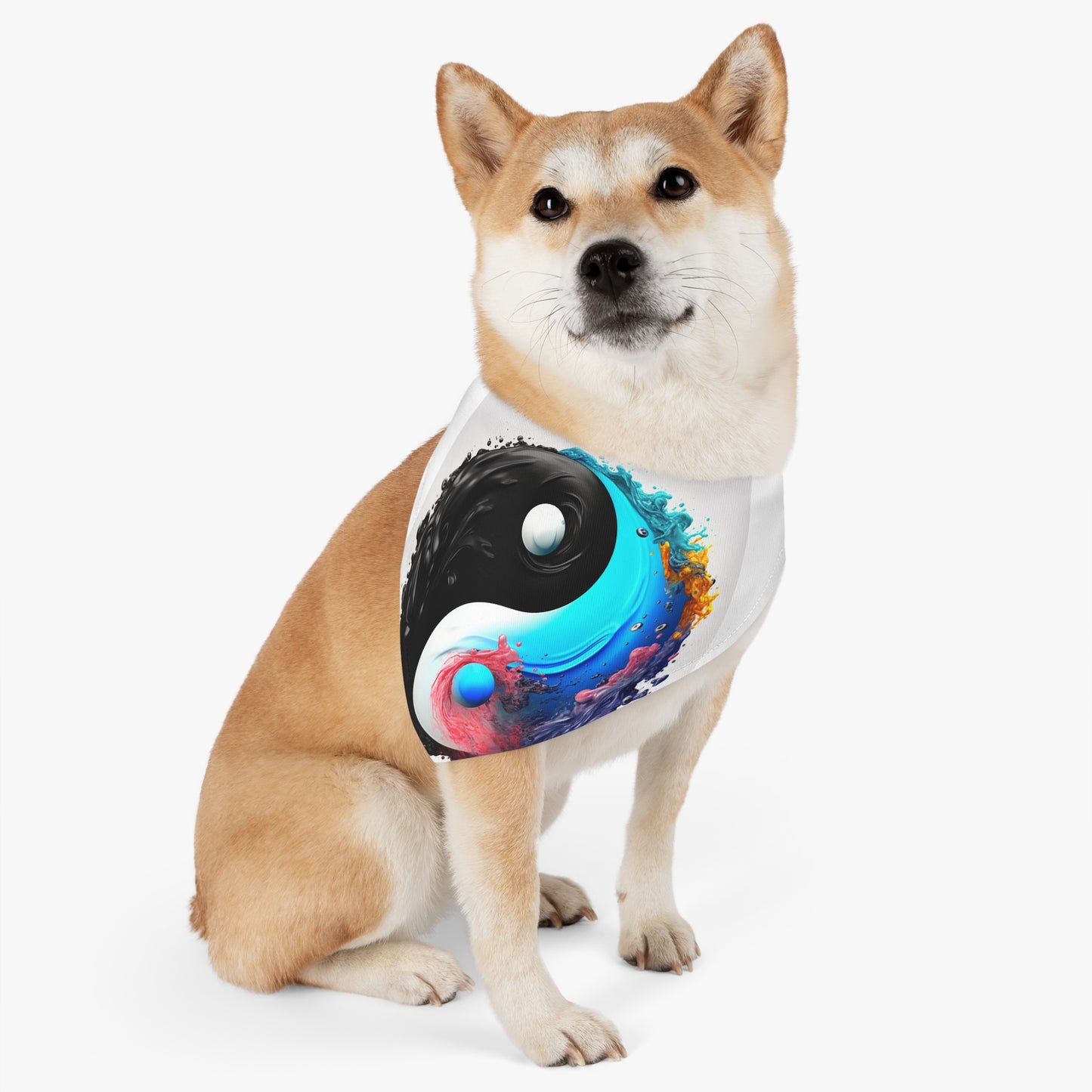 Yin Yang Symbol, Colorful Paint Style - Artistic Decor - Pet Bandana Collar