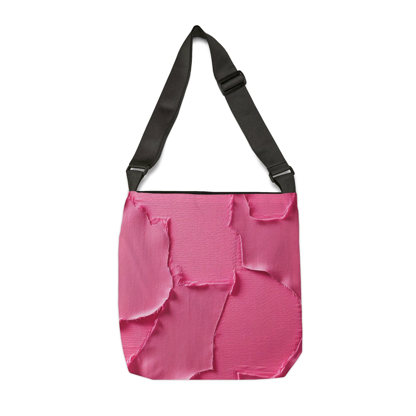 Distressed Neon Pink: Edgy, Ripped Denim-Inspired Doll Fabric - Adjustable Tote Bag (AOP)