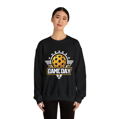 Stellar Pickleball Game Day Emblem with Stars and Winged Ball Design - Unisex Heavy Blend™ Crewneck Sweatshirt