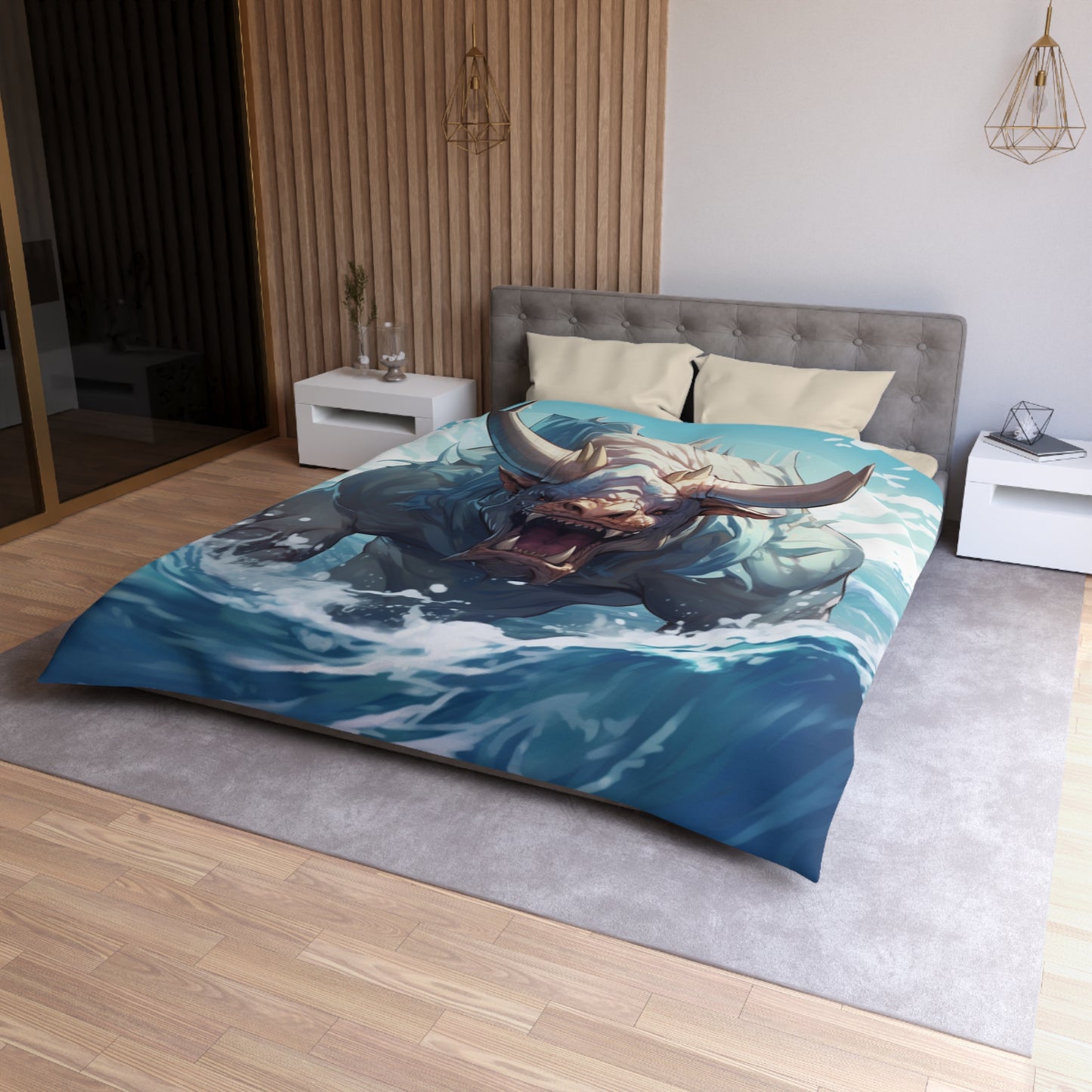 Bull Shark Fusion: Water Fantasy - Hybrid Ocean Marine Animal - Microfiber Duvet Cover