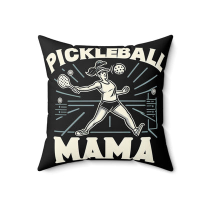 Pickleball Mama - Moms, Sporty Graphic, Pickleball Enthusiast Design - Spun Polyester Square Pillow