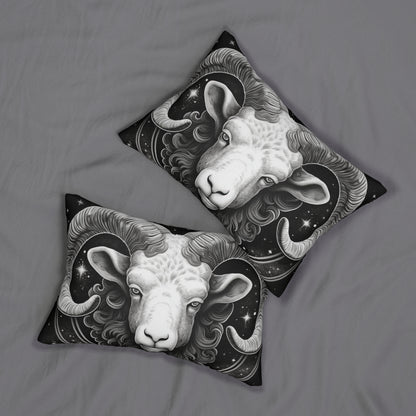 Diseño del zodiaco Aries, almohada lumbar de poliéster hilado, impresión de doble cara 