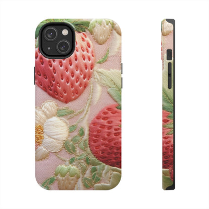 Red Berry Strawberries - Embroid Fruit - Healthy Crop Feast Food Design - Tough Phone Cases