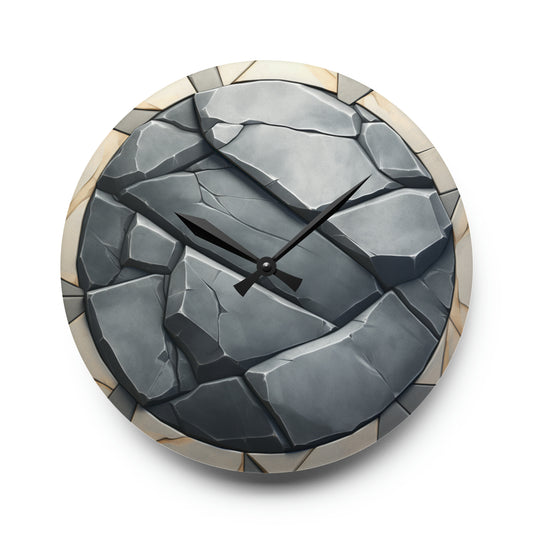 Polygonal, minimalistic, concept art, granite chiseled, Acrylic Wall Clock