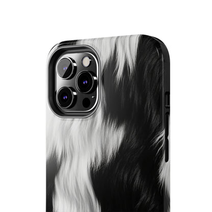 Cowhide on Hair Leather - Black and White - Designer Style - Tough Phone Cases