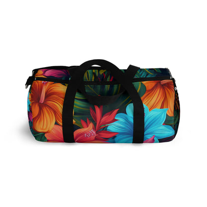 Vibrant Hawaiian-Inspired Tropical Floral Pattern Design Duffel Bag