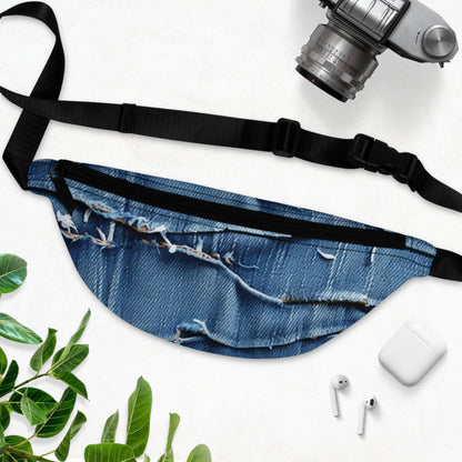 Denim desgastado azul medianoche: diseño resistente, rasgado y elegante - Fanny Pack 