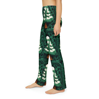 Evergreen Christmas Trees Crochet, Festive Pine Tree Holiday Craft, Yuletide Forest, Winter - Kids Pajama Pants (AOP)