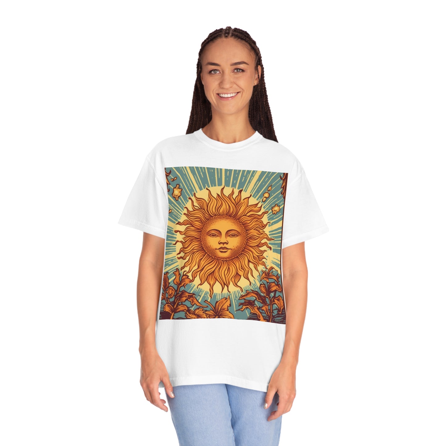 Sun Tarot Card Symbol of Growth, Life, and Radiance - Unisex Garment-Dyed T-shirt