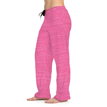 Doll-Like Pink Denim Designer Fabric Style - Women's Pajama Pants (AOP)