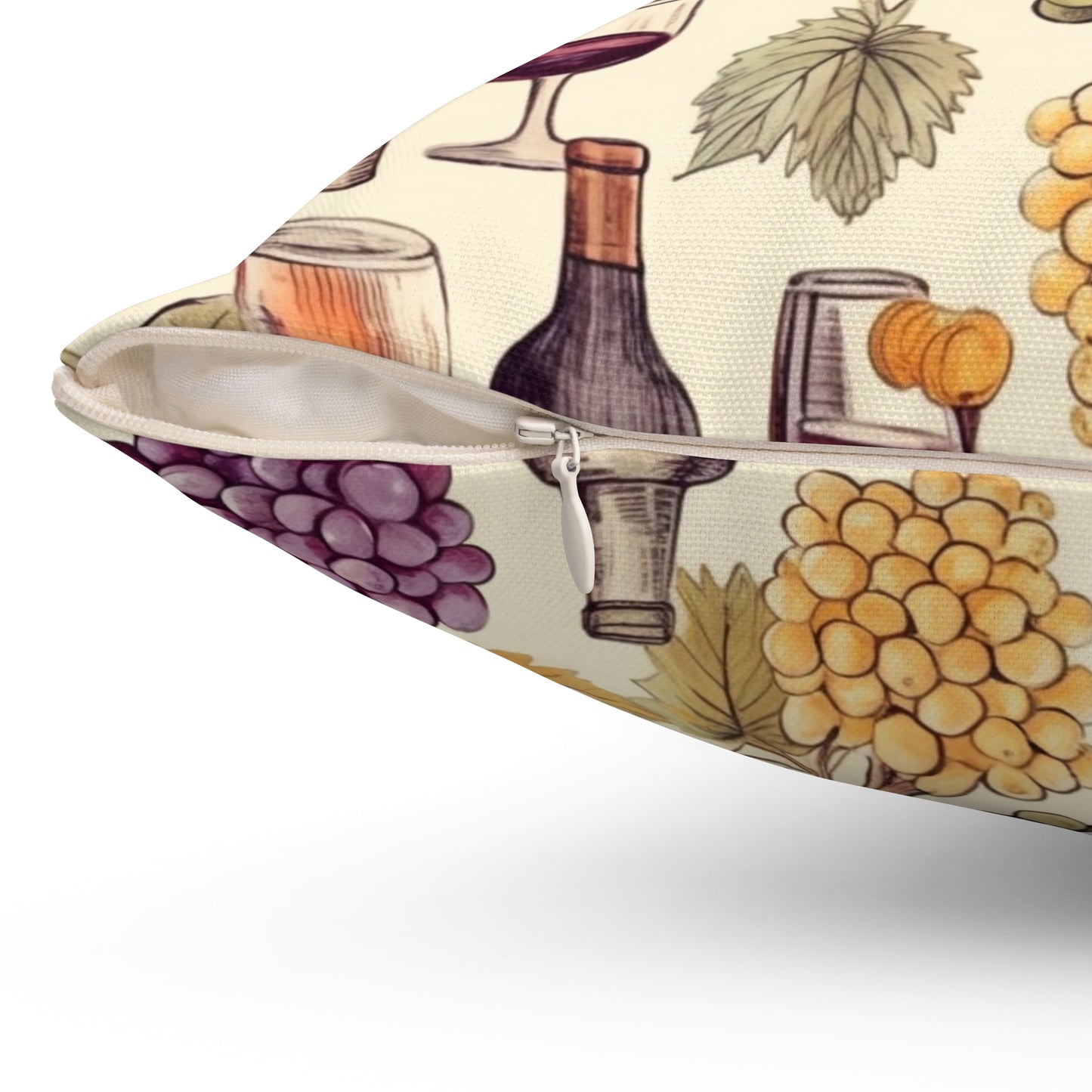 Wine Lovers Theme: Varieties of Wine, Grapes & Vineyards Design Spun Polyester Square Pillow