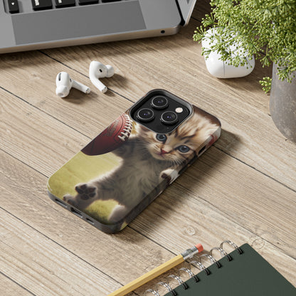 Football Kitty Fantasy: Feline Cat American Sport Quarterback - Tough Phone Cases