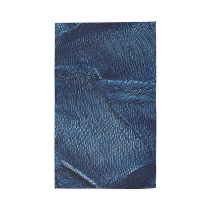 Dark Blue: Distressed Denim-Inspired Fabric Design - Dobby Rug