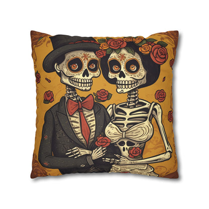 Halloween Wedding Marriage, Bride & Groom - Forever Soulmates - Spun Polyester Square Pillow Case