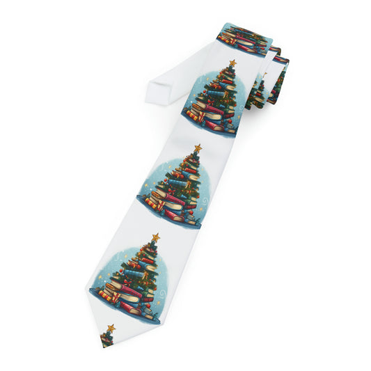 Book Lover Christmas Tree, Gift For Readers - Necktie
