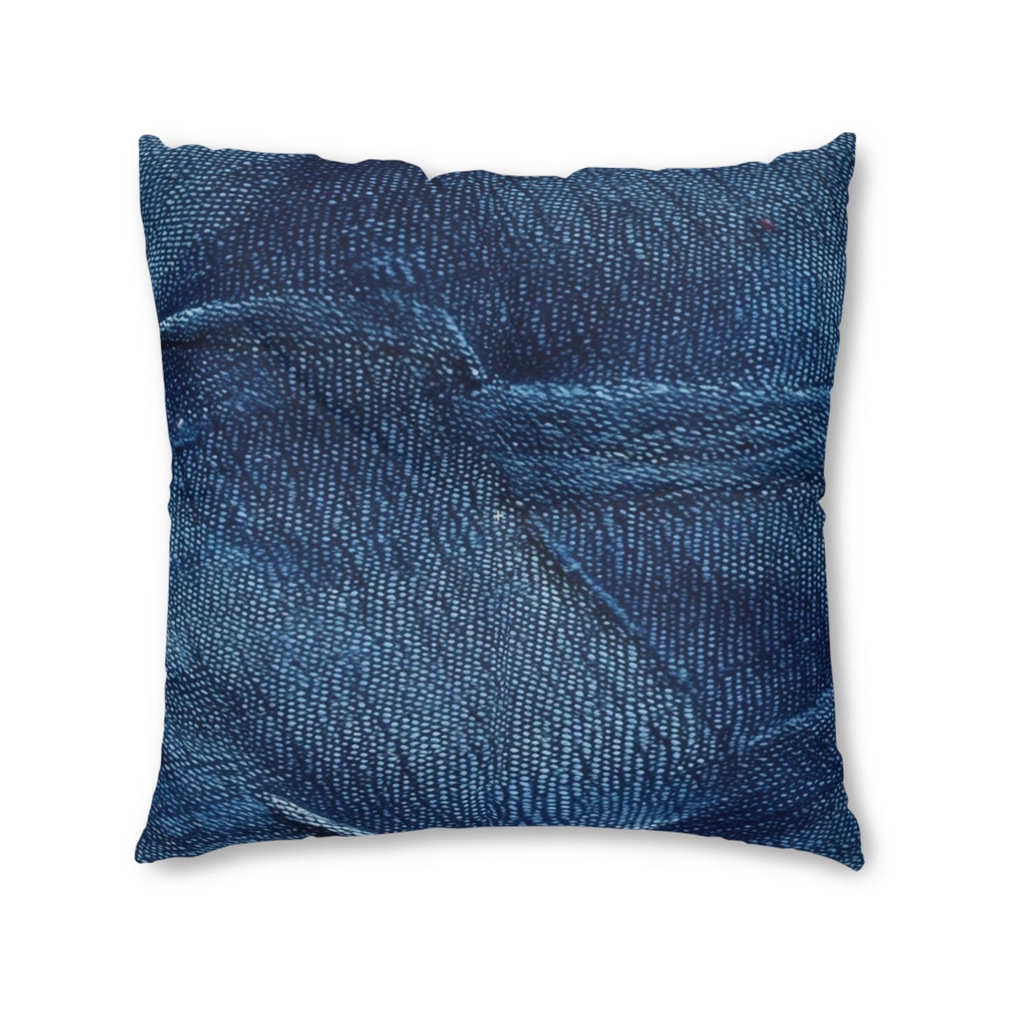 Dark Blue: Distressed Denim-Inspired Fabric Design - Tufted Floor Pillow, Square
