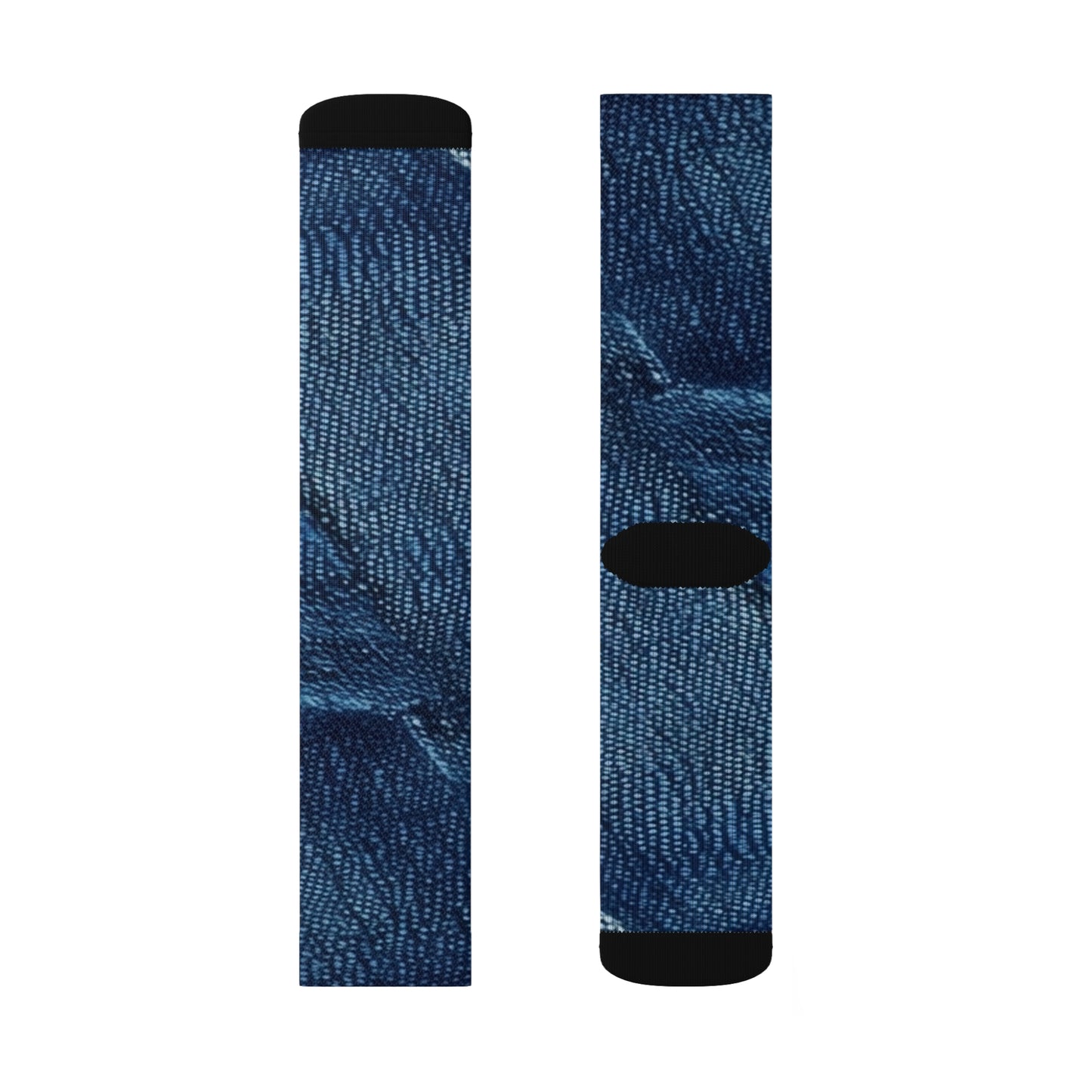 Dark Blue: Distressed Denim-Inspired Fabric Design - Sublimation Socks