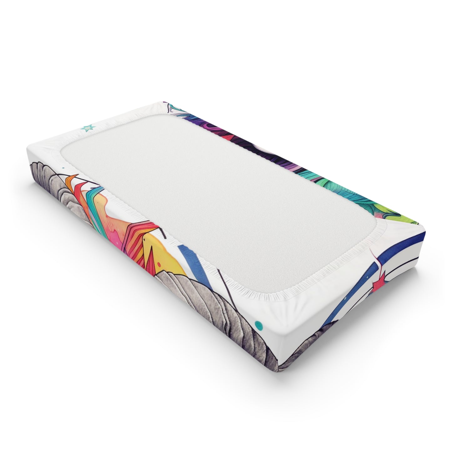 Chill Capricorn Style - Fine Line Multicolor Astrology Design - Baby Changing Pad Cover