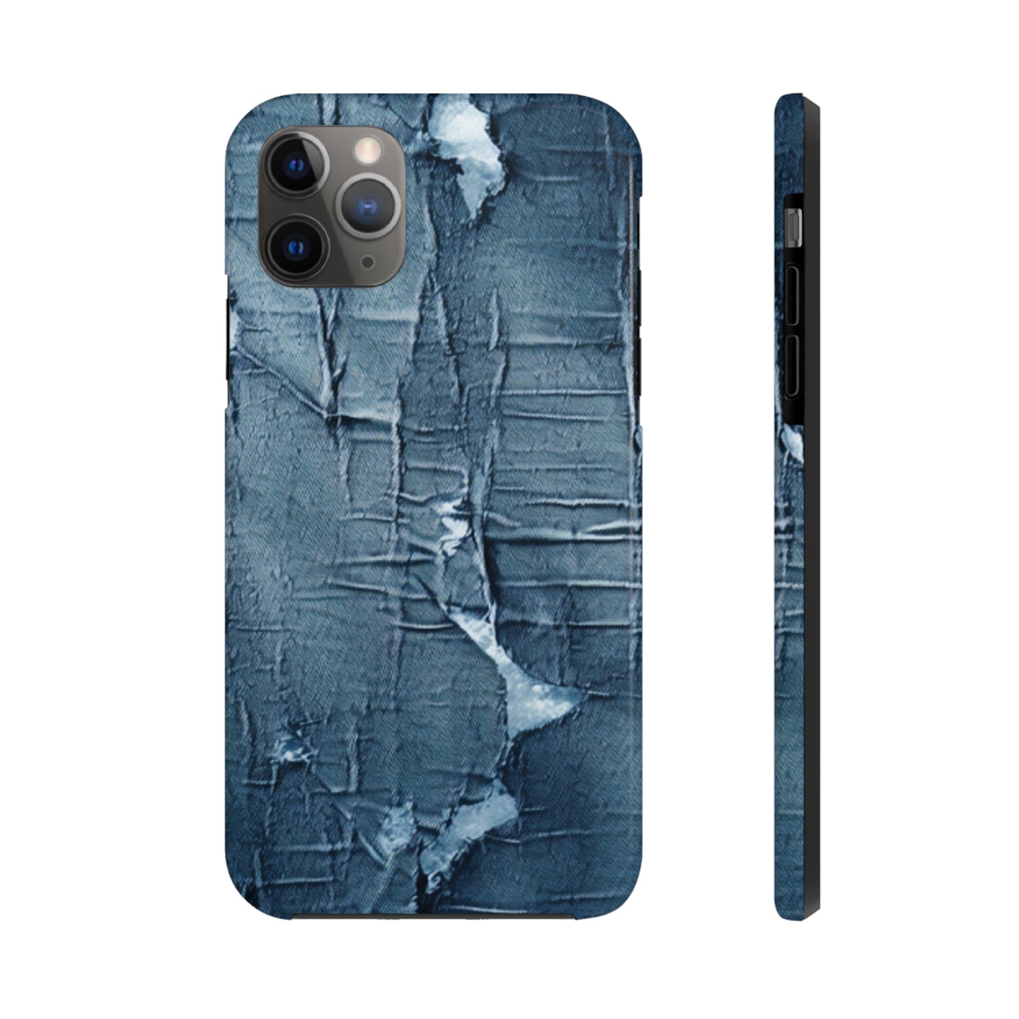 Distressed Blue Denim-Look: Edgy, Torn Fabric Design - Tough Phone Cases