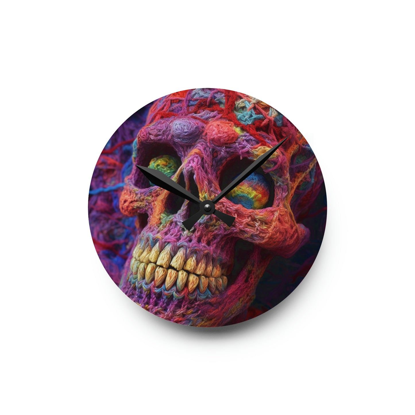 Crochet Skeleton Skull Halloween Horror Scary Style - Acrylic Wall Clock